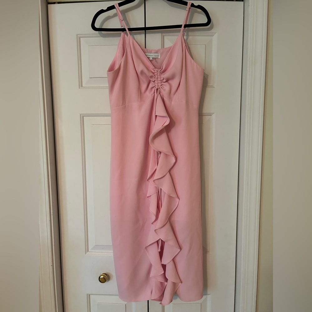 Endless Rose Pink Midi Dress with Ruffle Detail